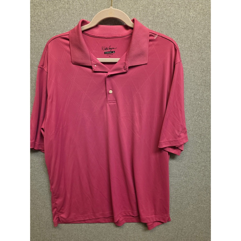 Walter Hagen Hydro-Dri Golf Polo Shirt Mens XL Pink Diamond Grid Performance Tee